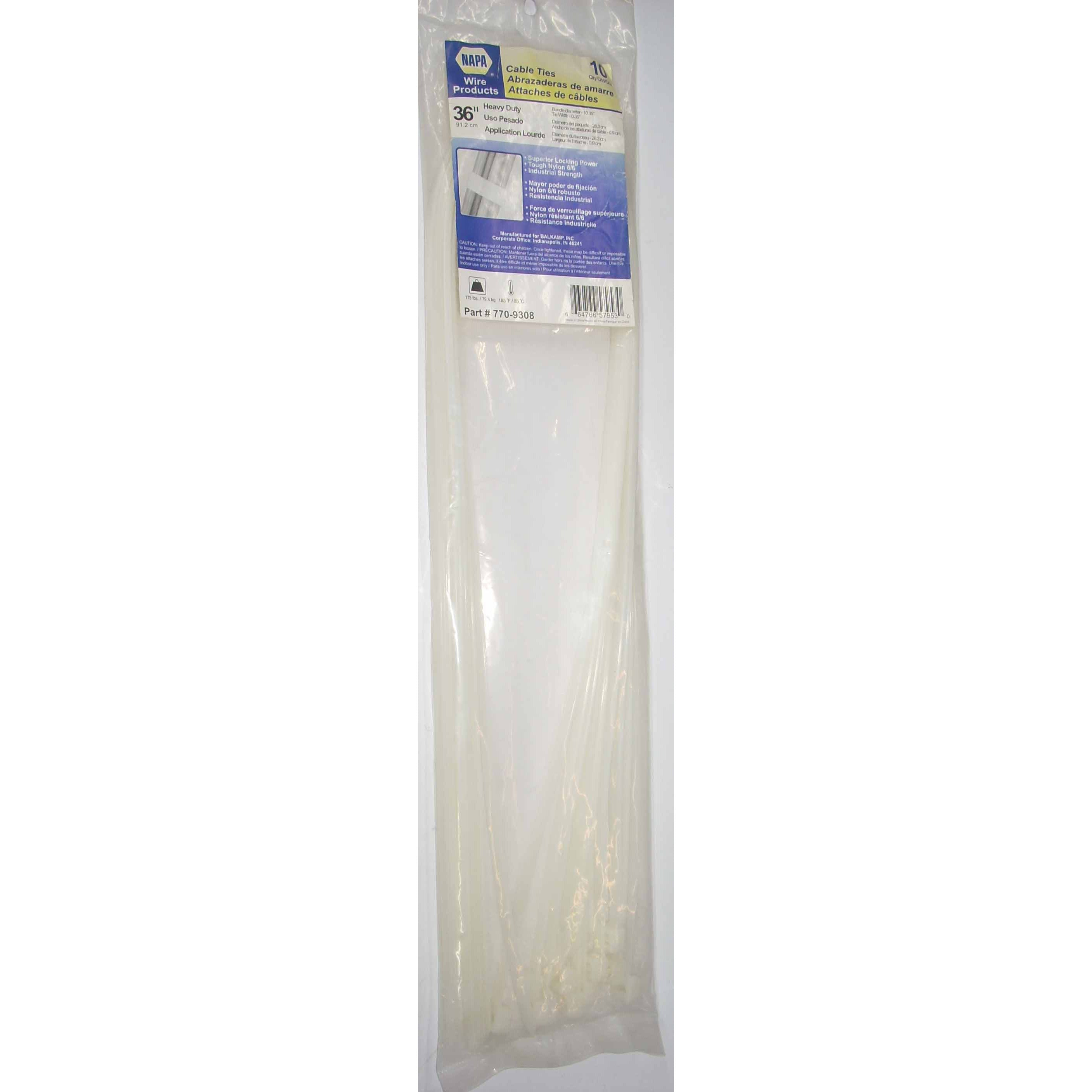 Napa 770-9308 White Cable Ties Heavy Duty 36