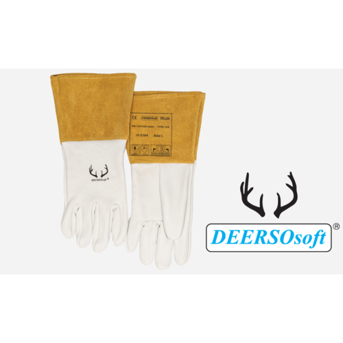 Weldas 10-2304M DEERSOsoft TIG/MIG Gloves Grain Deerskin 4" Cuff Medium