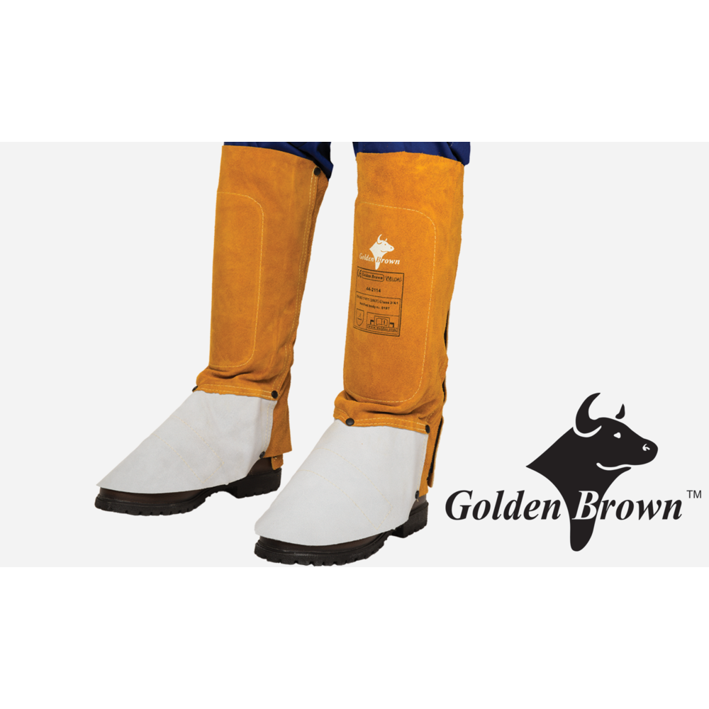 Weldas 44-2114 Golden Brown 14" Welding Leg Spat Select Split Leather Shoe Cover