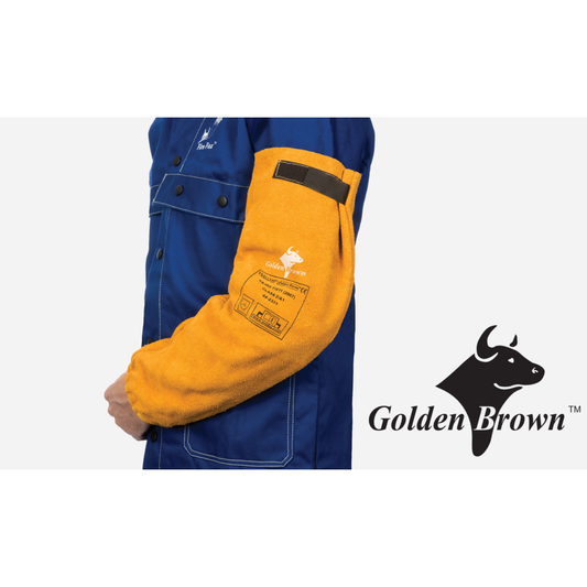 Weldas 44-2321 Golden Brown 21" Leather Welding Sleeves Pair w Hook & Loop OSFA