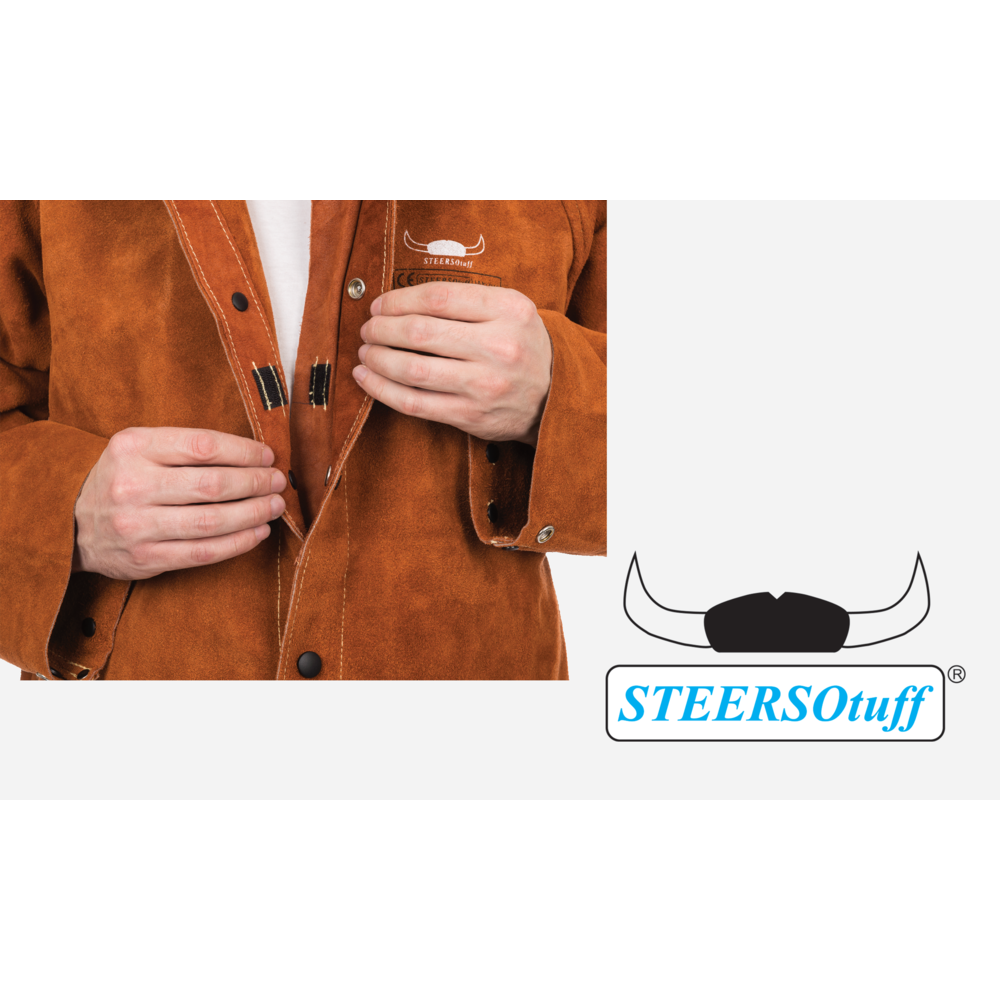 Weldas 44-7300L STEERSOtuff 30" Welding Jacket Side Split Leather Brown Large