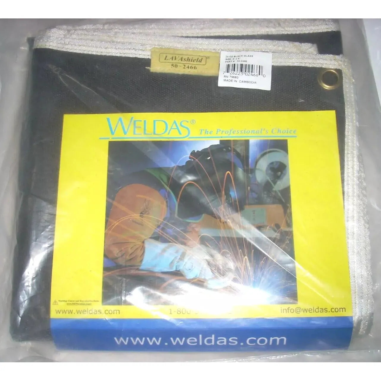 Weldas 50-2466 Welding Blanket 24 oz 6' X 6' Black Fiberglass