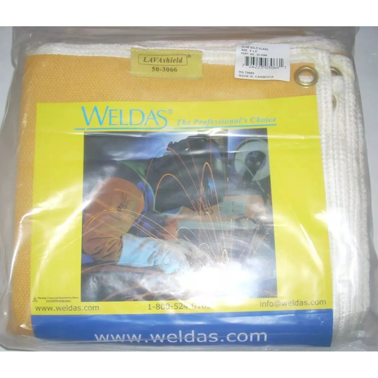 Weldas 50-3066 Welding Blanket 30 oz 6' X 6' Gold Fiberglass Heavy Duty