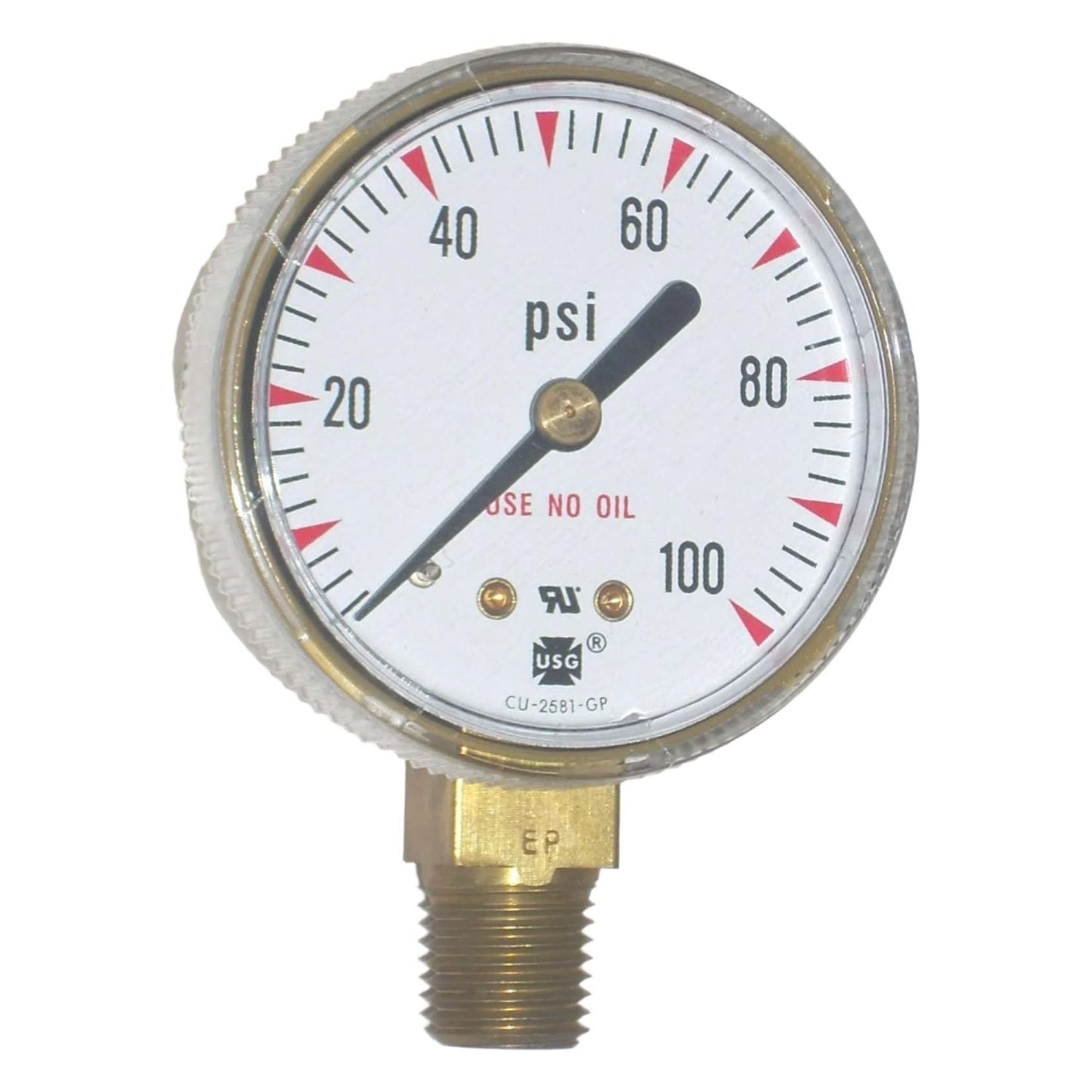 2 inch Oxygen Low Pressure Gauge - 2 x 100 PSI